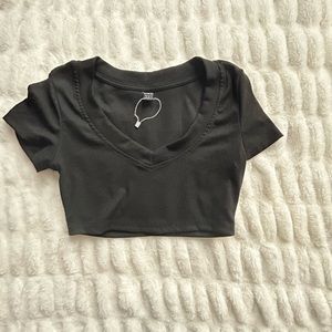 really cropped black short sleeve